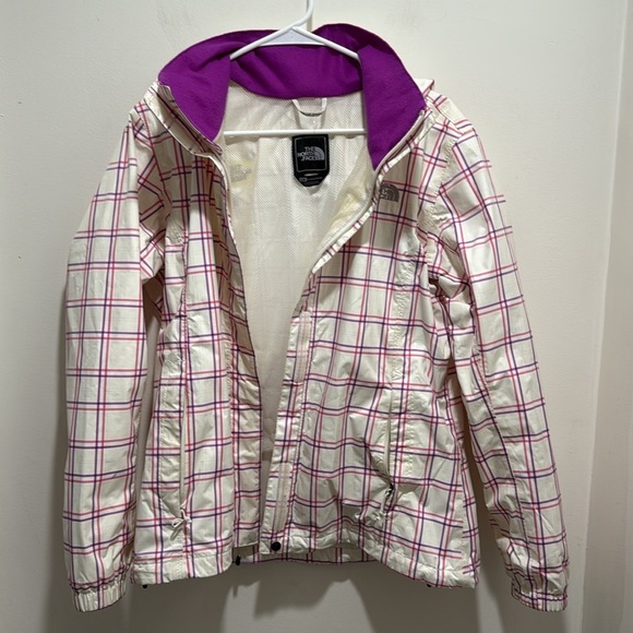 The North Face Women’s Plaid Hooded Jacket White Pink Purple Size Large - Picture 4 of 8
